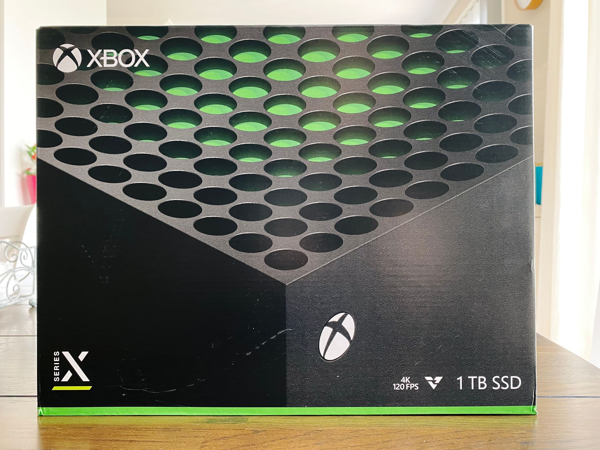 A photo of an Xbox Series X box.