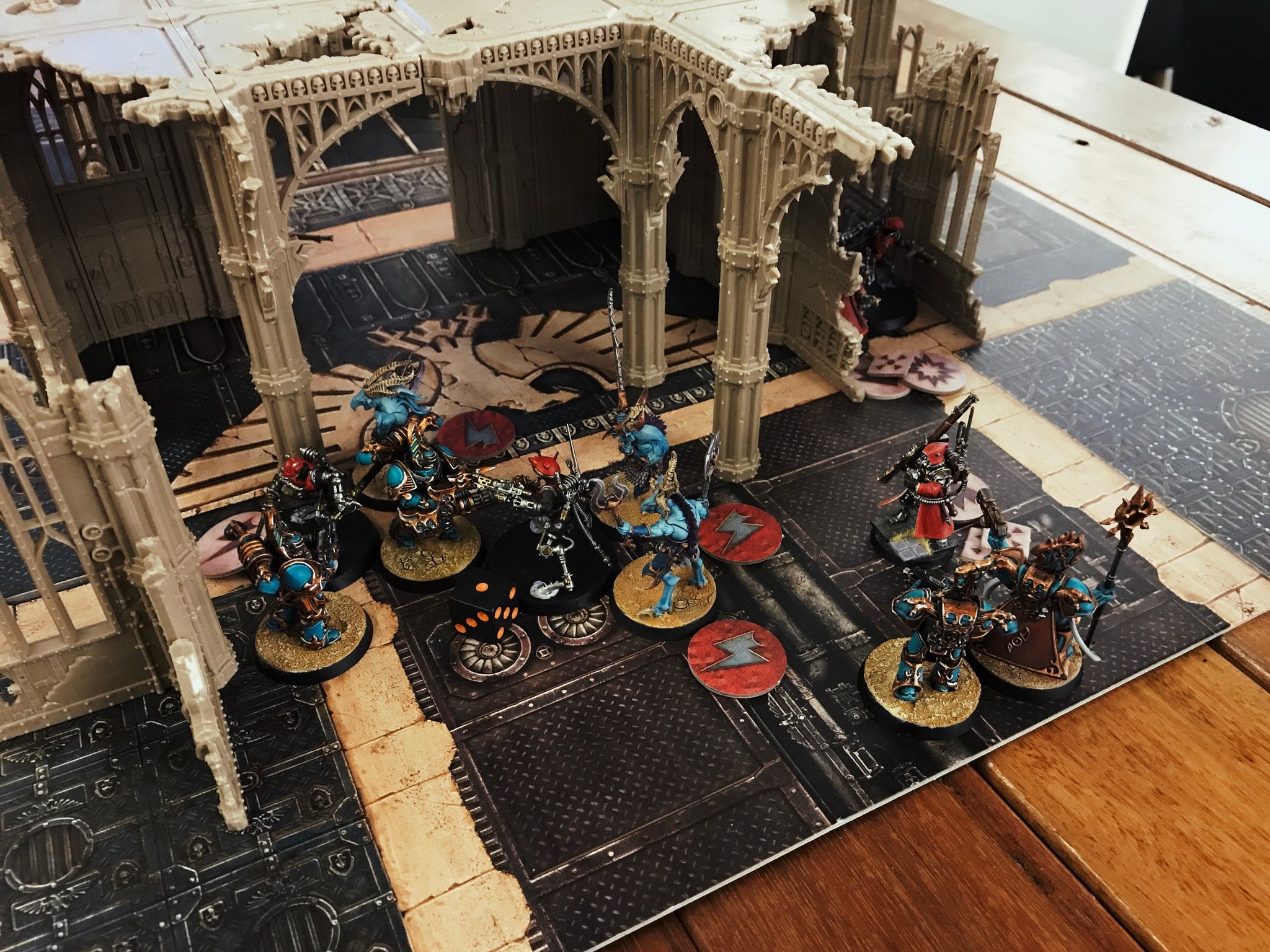 A photo of Warhammer 40K Kill Team in mid-game.