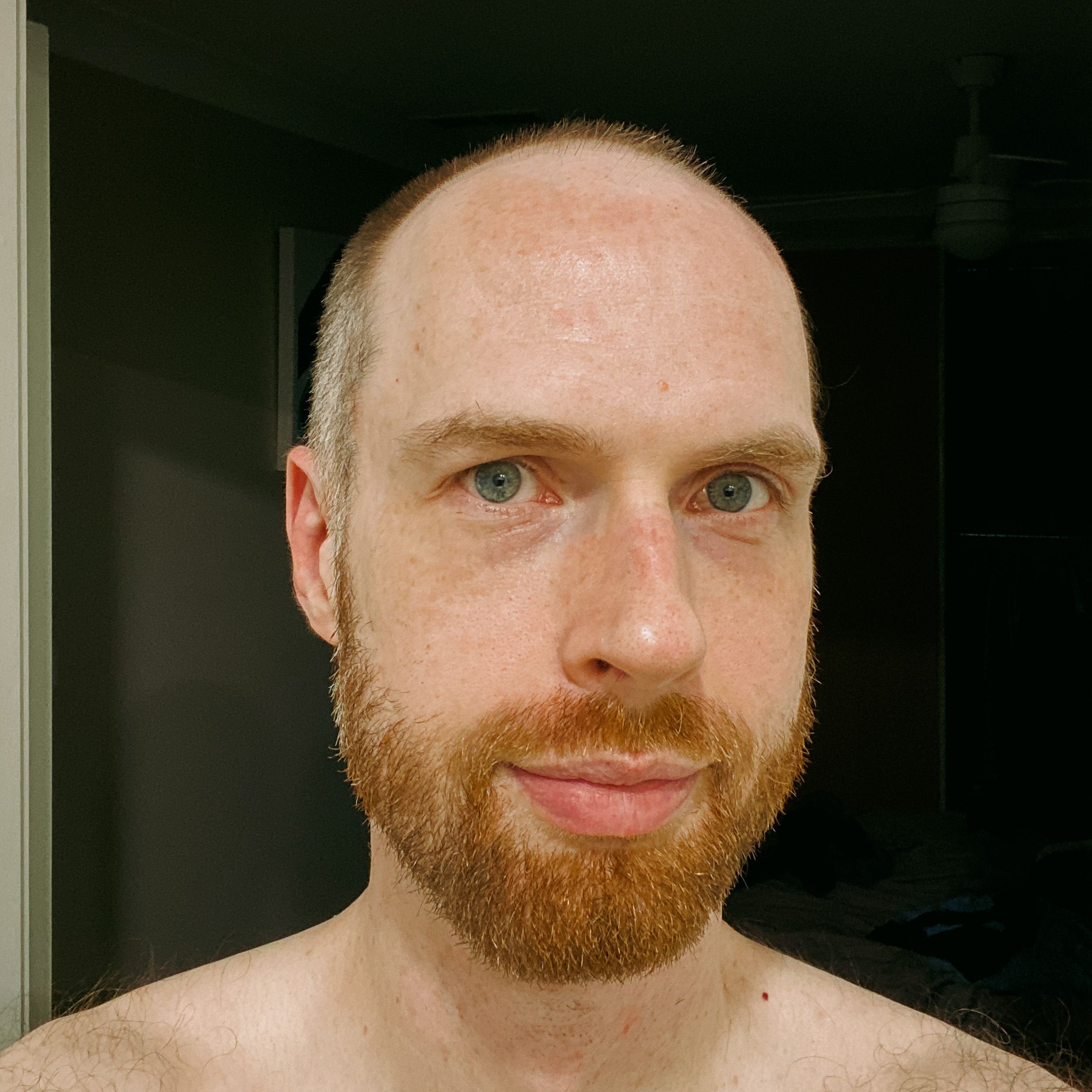 Me again, but with an extremely neatly trimmed haircut and beard, done with #2 hair clippers.